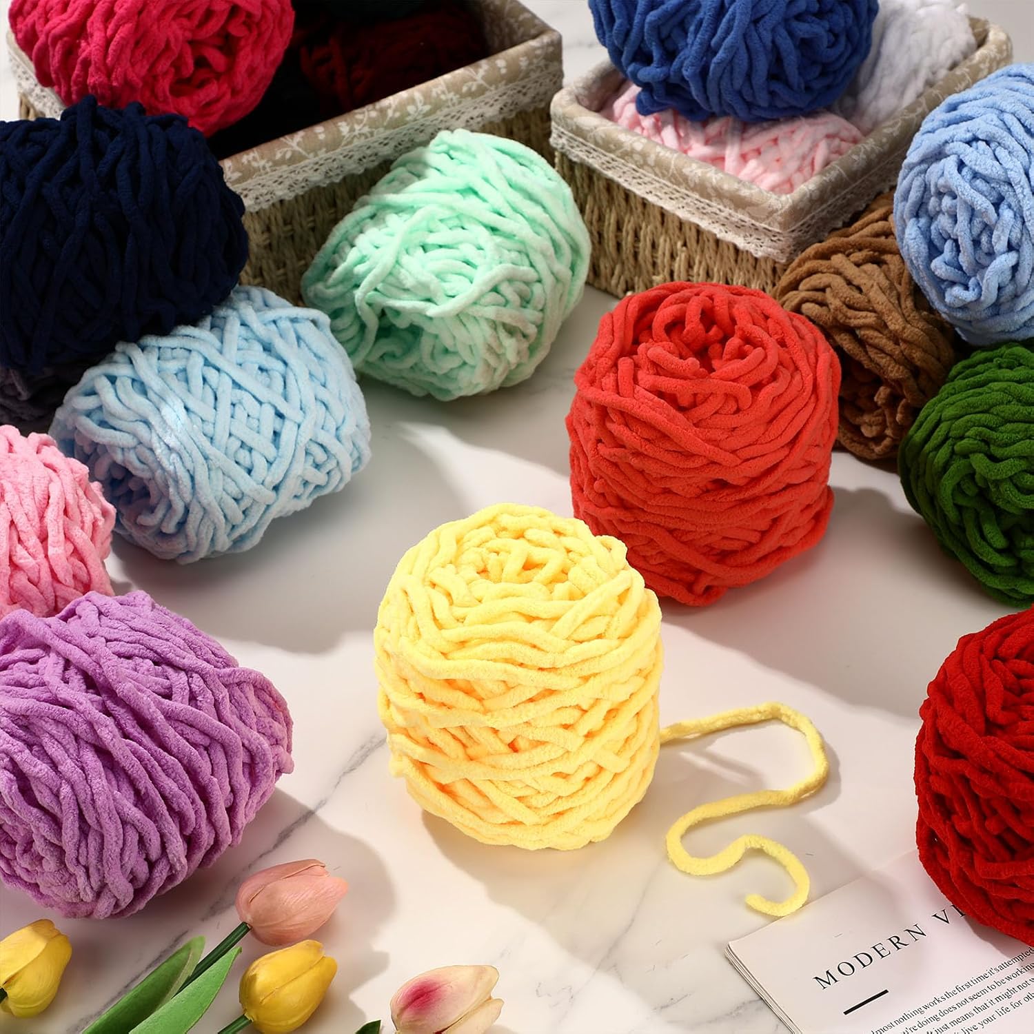 3PCS 300g Chenille Knitting Ya - Woven Scarf Blanket review and price