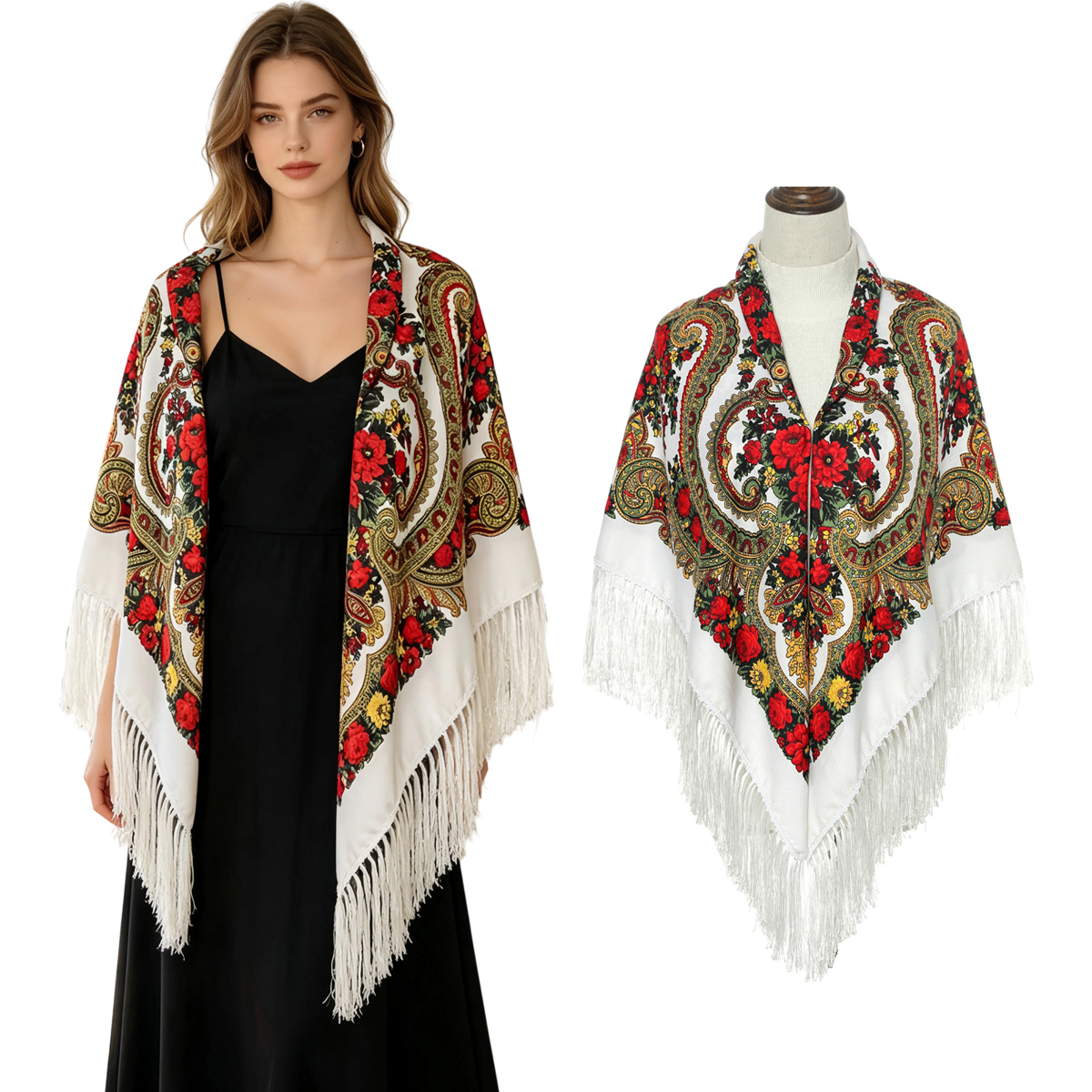 130cm New Russian Square Scarf - Woven Scarf Blanket review and price