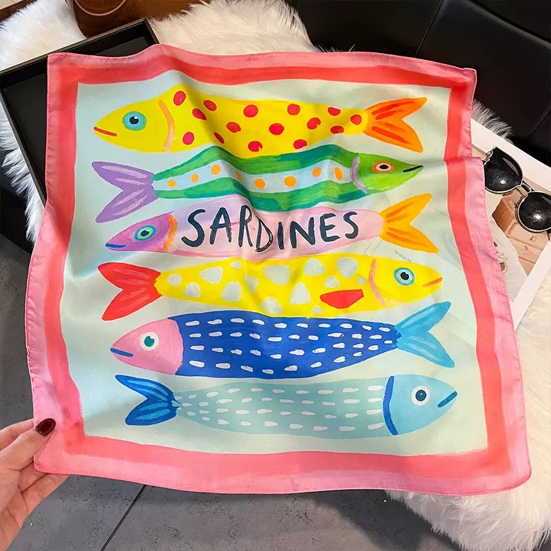 Fashion Fish Pattern Square Si - Face Scarf Mask review and price