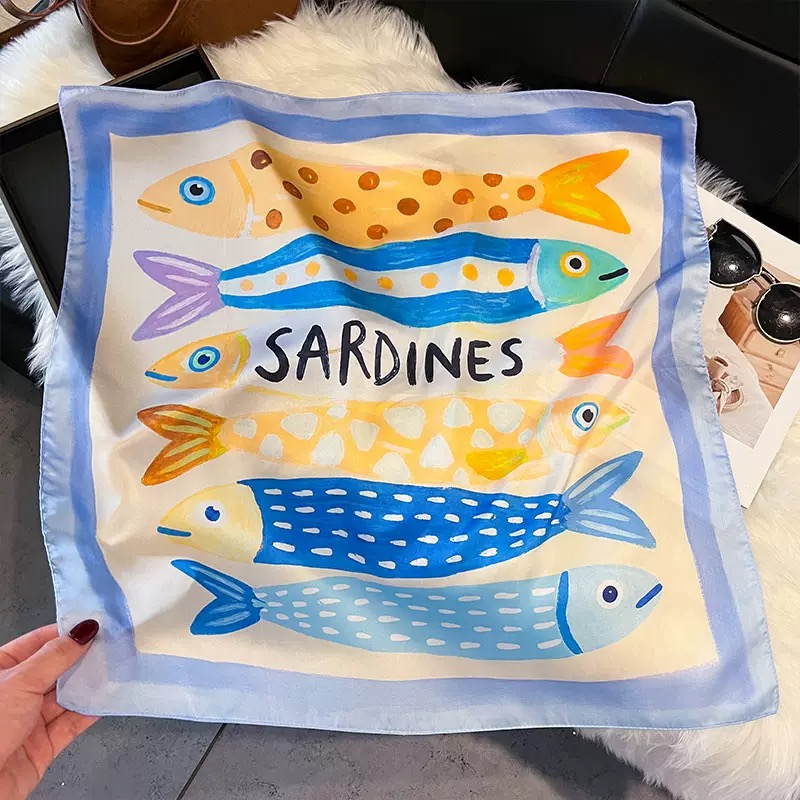 Fashion Fish Pattern Square Si - Face Scarf Mask review and price
