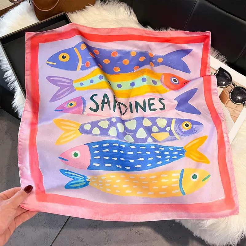 Fashion Fish Pattern Square Si - Face Scarf Mask review and price
